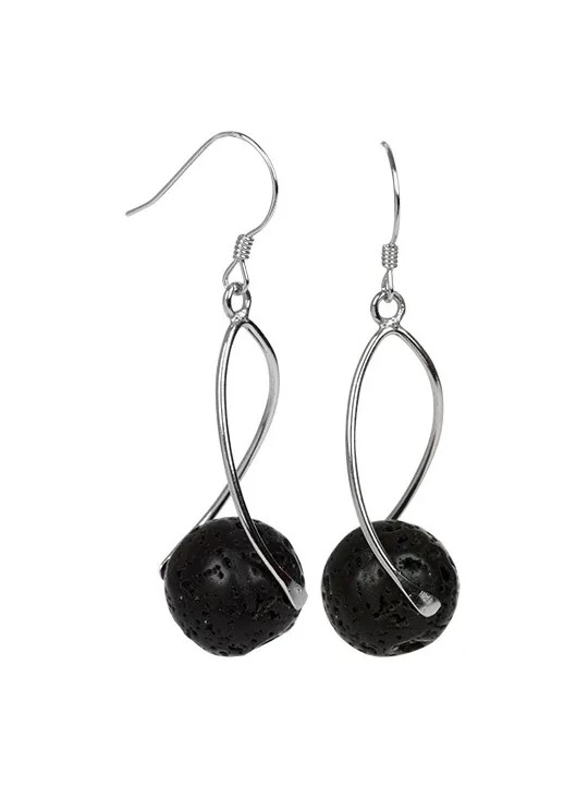 JwL Luxury Pearls Orecchini lunghi in argento con pietre laviche nere JL0280 donna