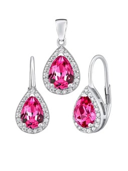 Set di gioielli in argento Silvego orecchini e pendente MONACO con rubino sintetico LPS0341R da donna