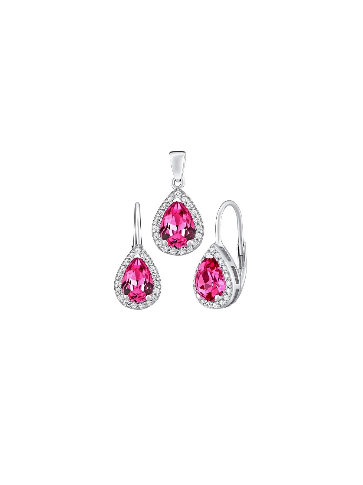 Set di gioielli in argento Silvego orecchini e pendente MONACO con rubino sintetico LPS0341R da donna