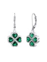 Silvego Orecchini pendenti a forma di trifoglio in argento con zirconi verdi brillanti JJJ0085EG donna