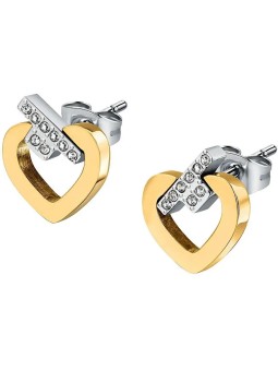 Orecchini Trussardi bicolore abbinati con zirconi T-Logo TJAXC49 donna
