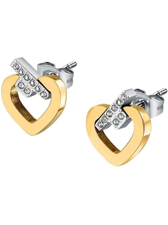 Orecchini Trussardi bicolore abbinati con zirconi T-Logo TJAXC49 donna