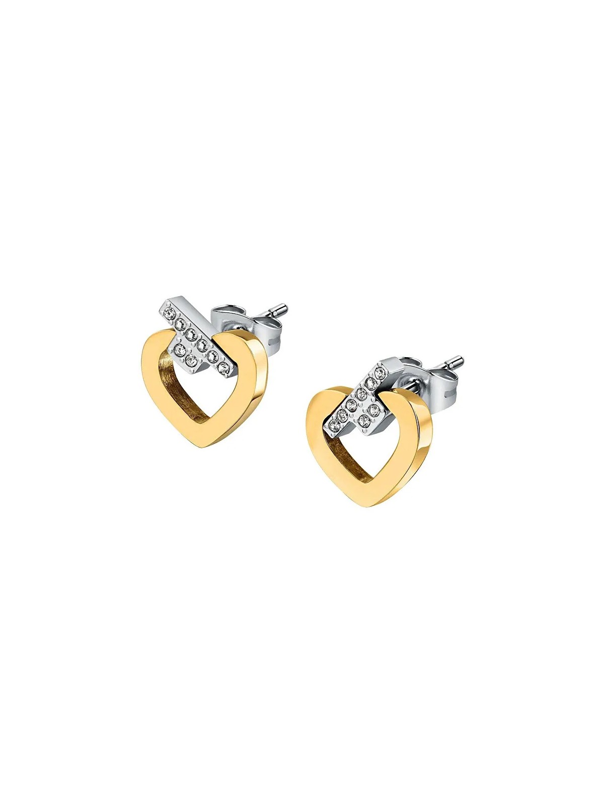 Orecchini Trussardi bicolore abbinati con zirconi T-Logo TJAXC49 donna