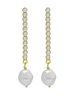 Victoria Cruz Orecchini pendenti di lusso con cristalli e perla barocca Purpose A4666-07DT donna