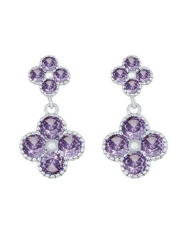 CRYSTAlp Bellissimi orecchini con fiori viola 42289.VIO.R donna