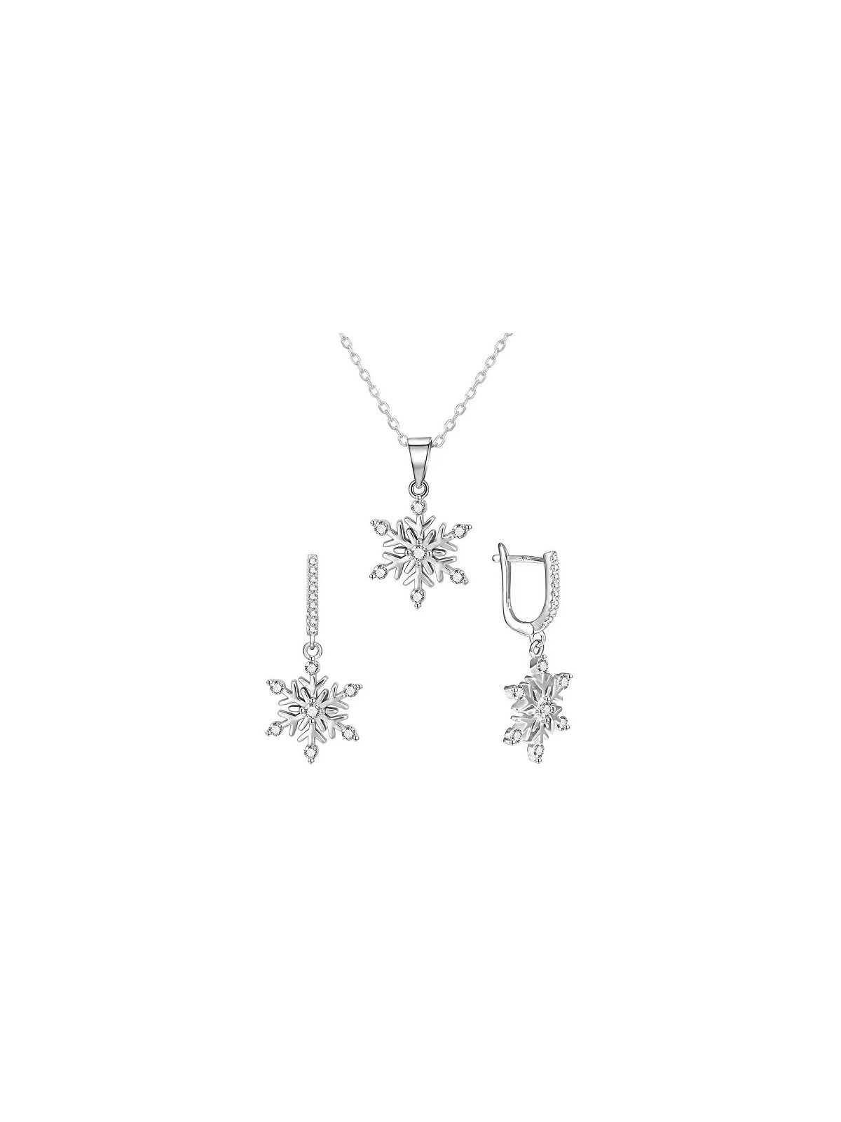 Agato Set di gioielli in argento con fiocchi di neve AGT-SET03W (collana, ciondolo, orecchini) donna