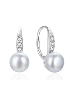 Agato Orecchini pendenti in argento con perle e zirconi AGT-E093LW-P donna