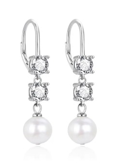 Agato Eleganti orecchini pendenti con zirconi e perle AGT-E094LW-P donna