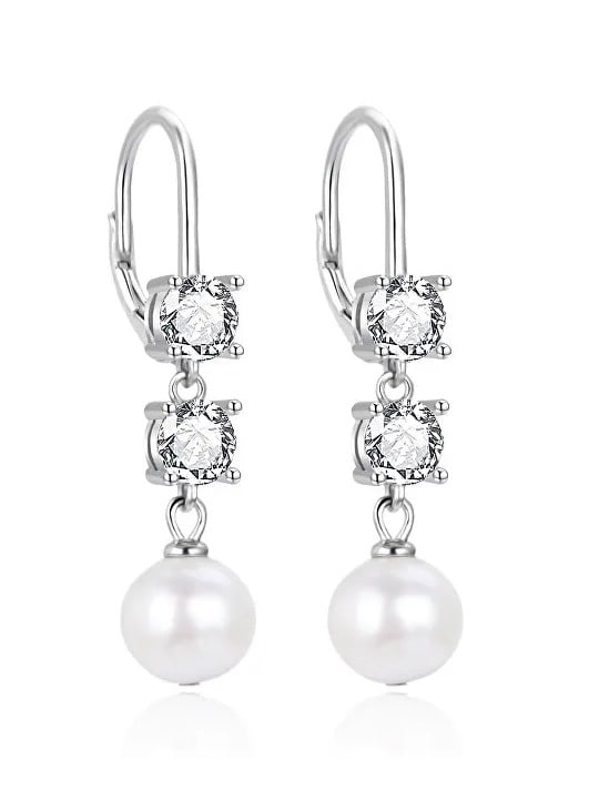 Agato Eleganti orecchini pendenti con zirconi e perle AGT-E094LW-P donna