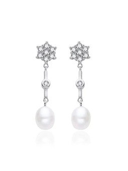 Agato Orecchini pendenti in argento con zirconi e perle AGT-E143PW-P donna