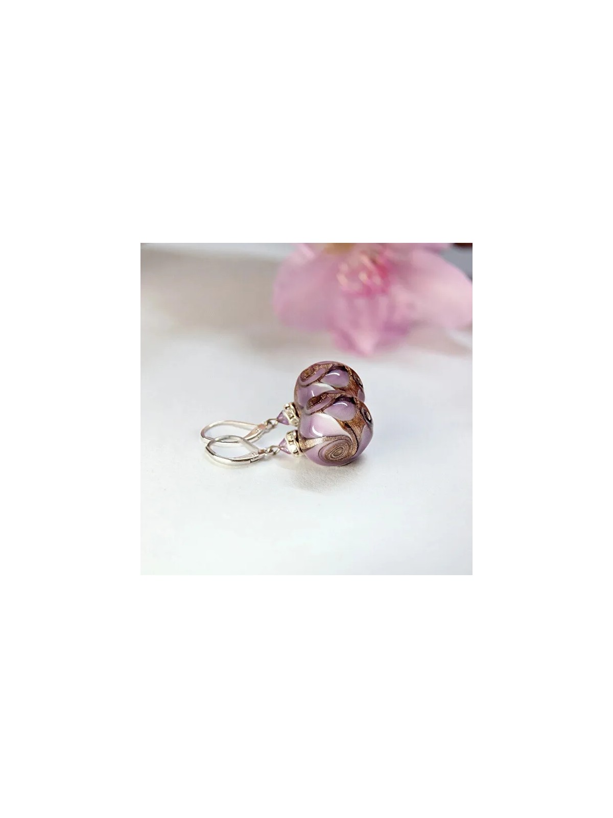 Lampglas Orecchini con avventurina in perle Lampglas Lavender Charm ECQ13/CHI donna