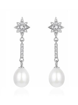 Agato Bellissimi orecchini pendenti con zirconi e perle AGT-E090PW-P donna
