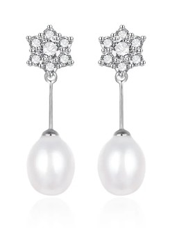 Agato Deliziosi orecchini in argento con zirconi e perla vera AGT-E091PW-P donna