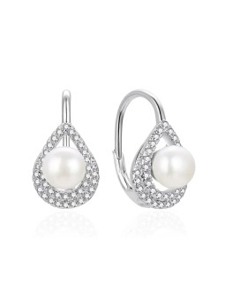 Agato Orecchini pendente in argento con perle e zirconi AGT-E092LW-P donna