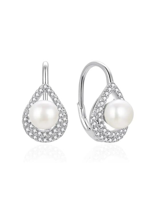 Agato Orecchini pendente in argento con perle e zirconi AGT-E092LW-P donna