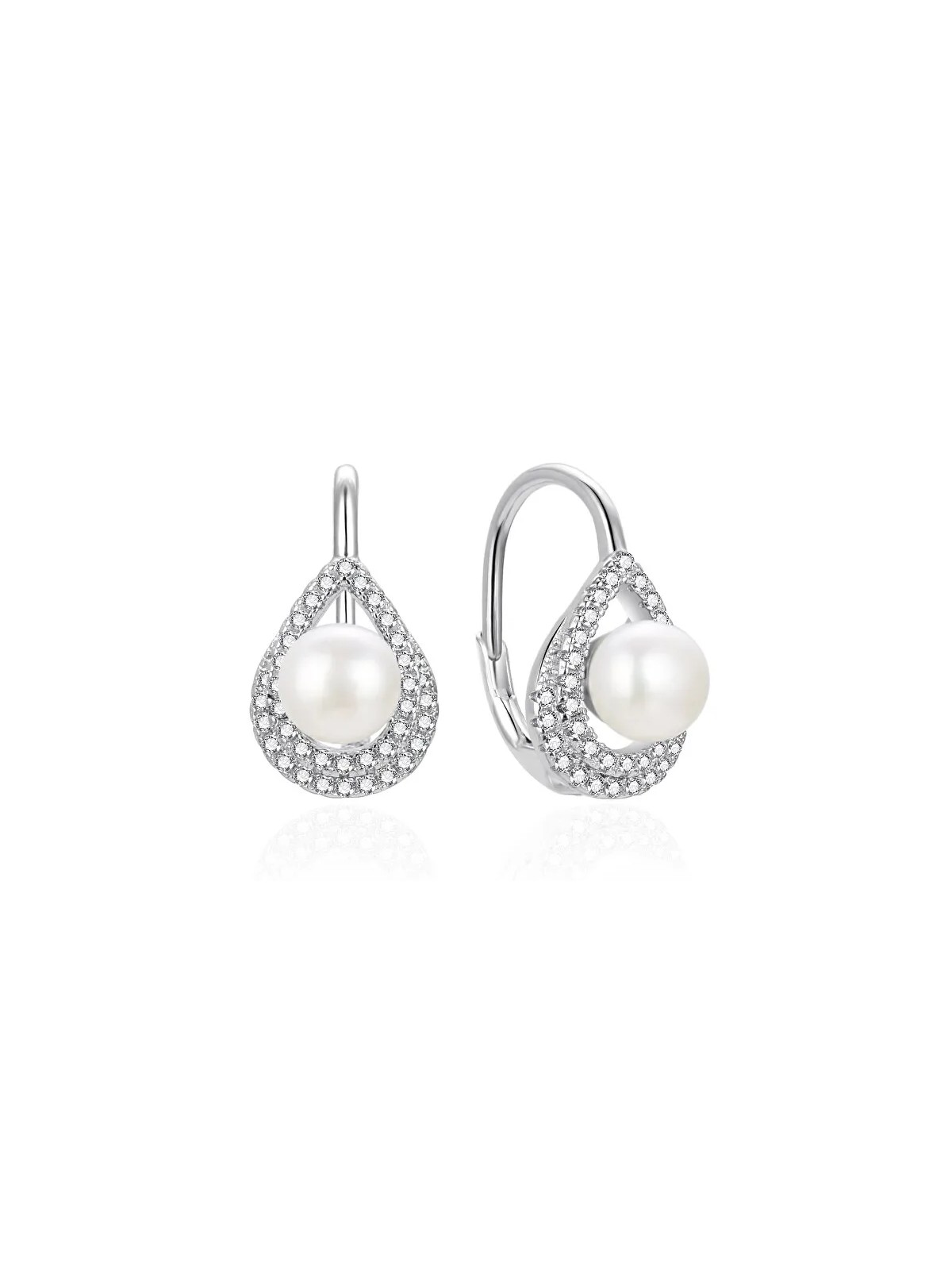 Agato Orecchini pendente in argento con perle e zirconi AGT-E092LW-P donna