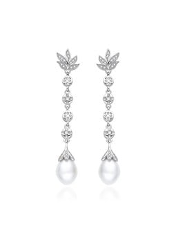 Agato Eleganti orecchini in argento con zirconi e perle AGT-E121PW-P donna