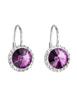 Evolution Group Orecchini pendenti in argento con cristallo Preciosa 31216.3 ametista donna