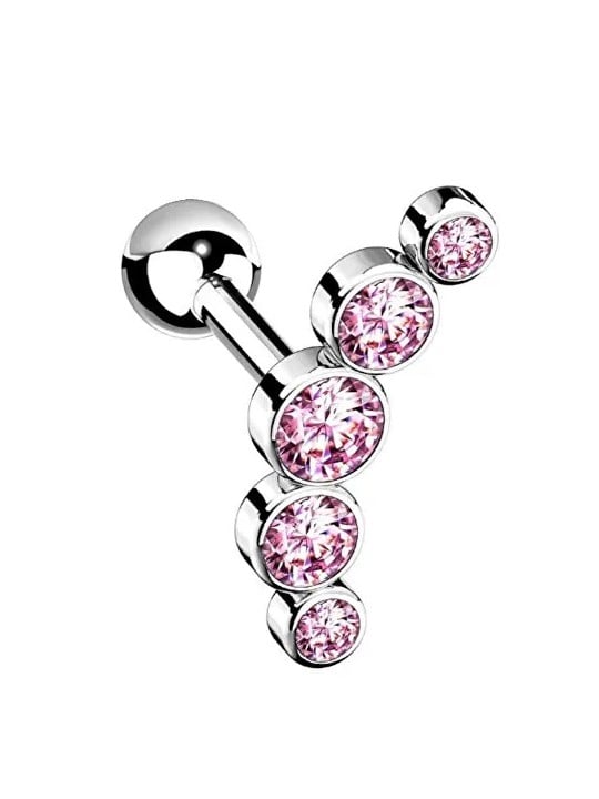 Troli Orecchino singolo lungo in acciaio con zirconi rosa VHLLE00669SRP donna