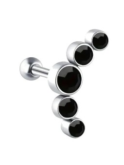 Troli Orecchino singolo lungo in acciaio con zirconi neri VHLLE00669SBLK donna