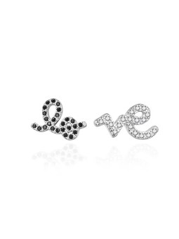 Agato Orecchini asimmetrici in argento con la scritta Love AGT-E211PWBK donna