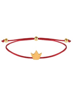 Troli Braccialetto con cordino Corona Rosso/Oro donna