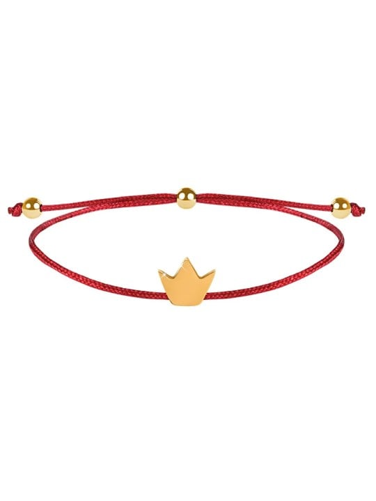 Troli Braccialetto con cordino Corona Rosso/Oro donna