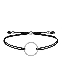 Troli Bracciale in corda con anello nero/acciaio donna