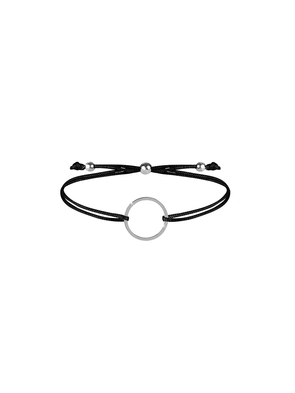 Troli Bracciale in corda con anello nero/acciaio donna