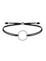 Troli Bracciale in corda con anello nero/acciaio donna