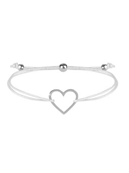 Troli Bracciale cordoncino con cuore bianco/acciaio donna