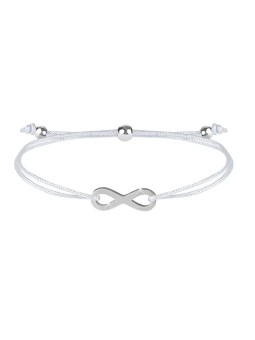 Troli Braccialetto con cordino infinito bianco/acciaio donna