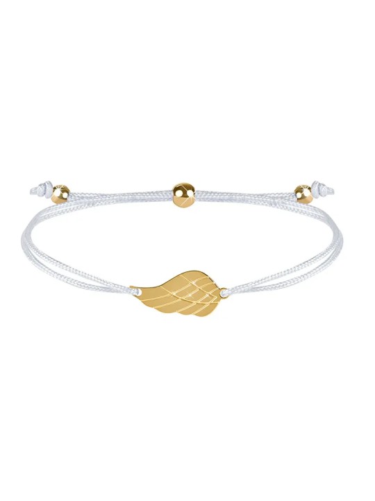 Troli Bracciale cordoncino con ala d'angelo bianco/oro donna