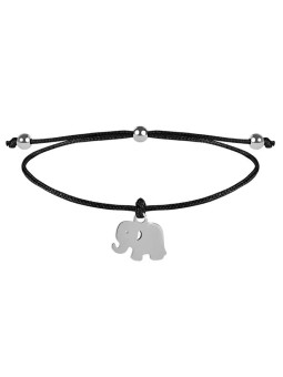 Troli Bracciale con coulisse in acciaio e elefante nero donna