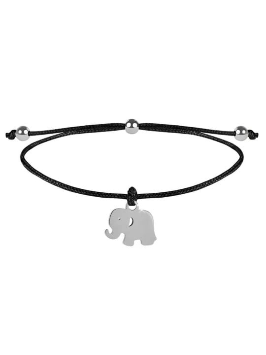 Troli Bracciale con coulisse in acciaio e elefante nero donna