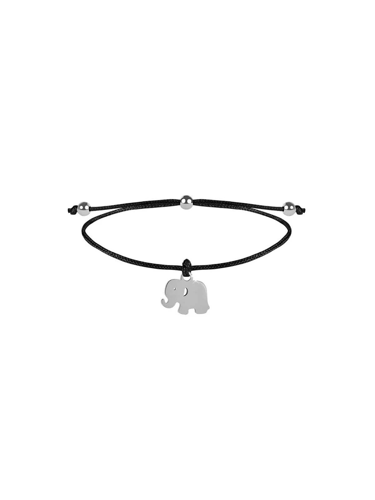 Troli Bracciale con coulisse in acciaio e elefante nero donna