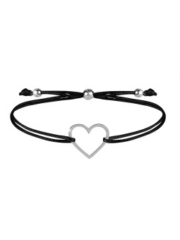 Troli Bracciale in corda con cuore nero/acciaio donna