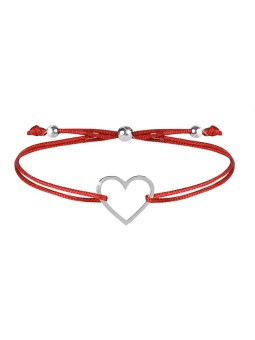 Troli Bracciale cordoncino con cuore rosso/acciaio donna