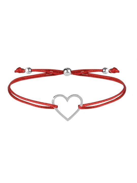 Troli Bracciale cordoncino con cuore rosso/acciaio donna