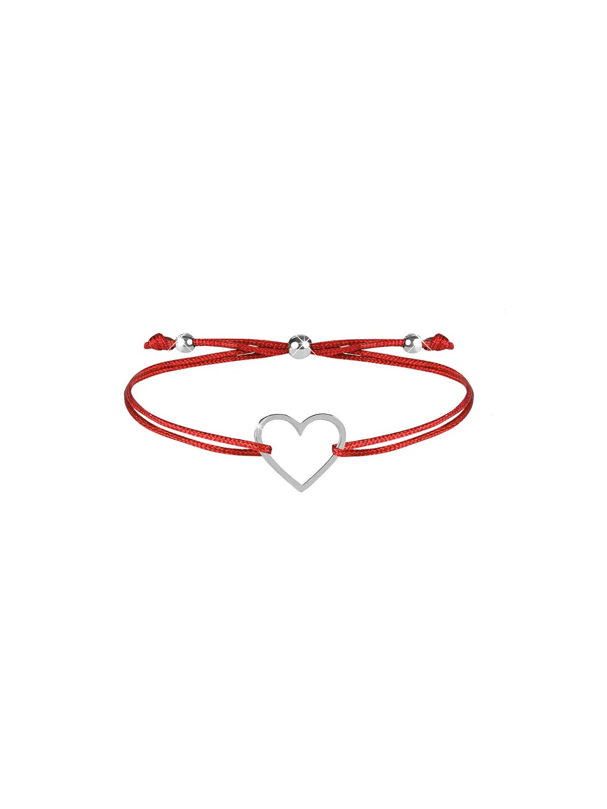Troli Bracciale cordoncino con cuore rosso/acciaio donna