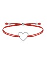 Troli Bracciale cordoncino con cuore rosso/acciaio donna