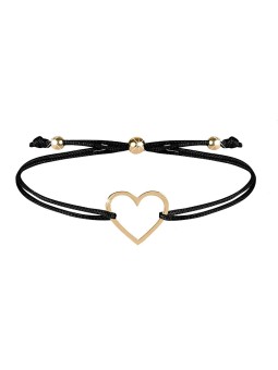 Troli Bracciale cordoncino con cuore nero/oro donna
