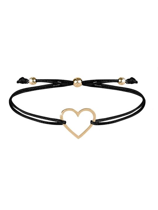 Troli Bracciale cordoncino con cuore nero/oro donna