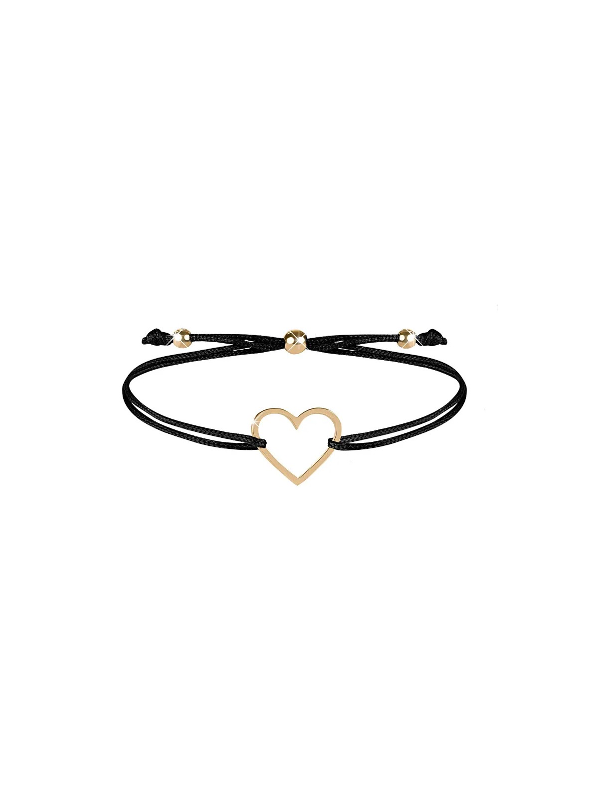 Troli Bracciale cordoncino con cuore nero/oro donna