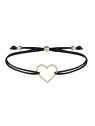 Troli Bracciale cordoncino con cuore nero/oro donna