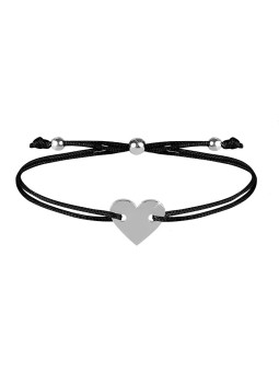 Troli Bracciale in corda con cuore nero/acciaio donna