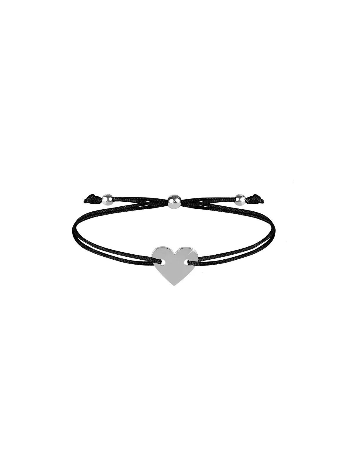 Troli Bracciale in corda con cuore nero/acciaio donna