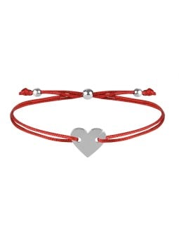 Troli Bracciale con cordino e cuore rosso/acciaio donna