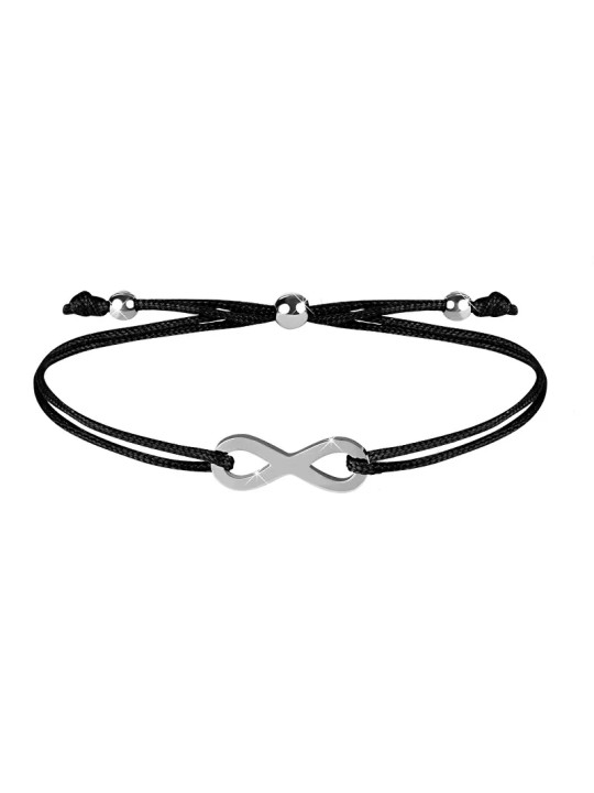 Troli Braccialetto con cordino infinito nero/acciaio donna