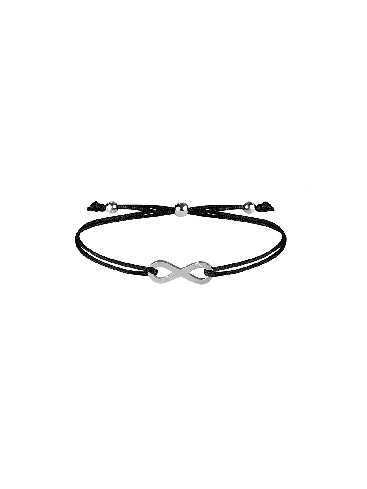 Troli Braccialetto con cordino infinito nero/acciaio donna